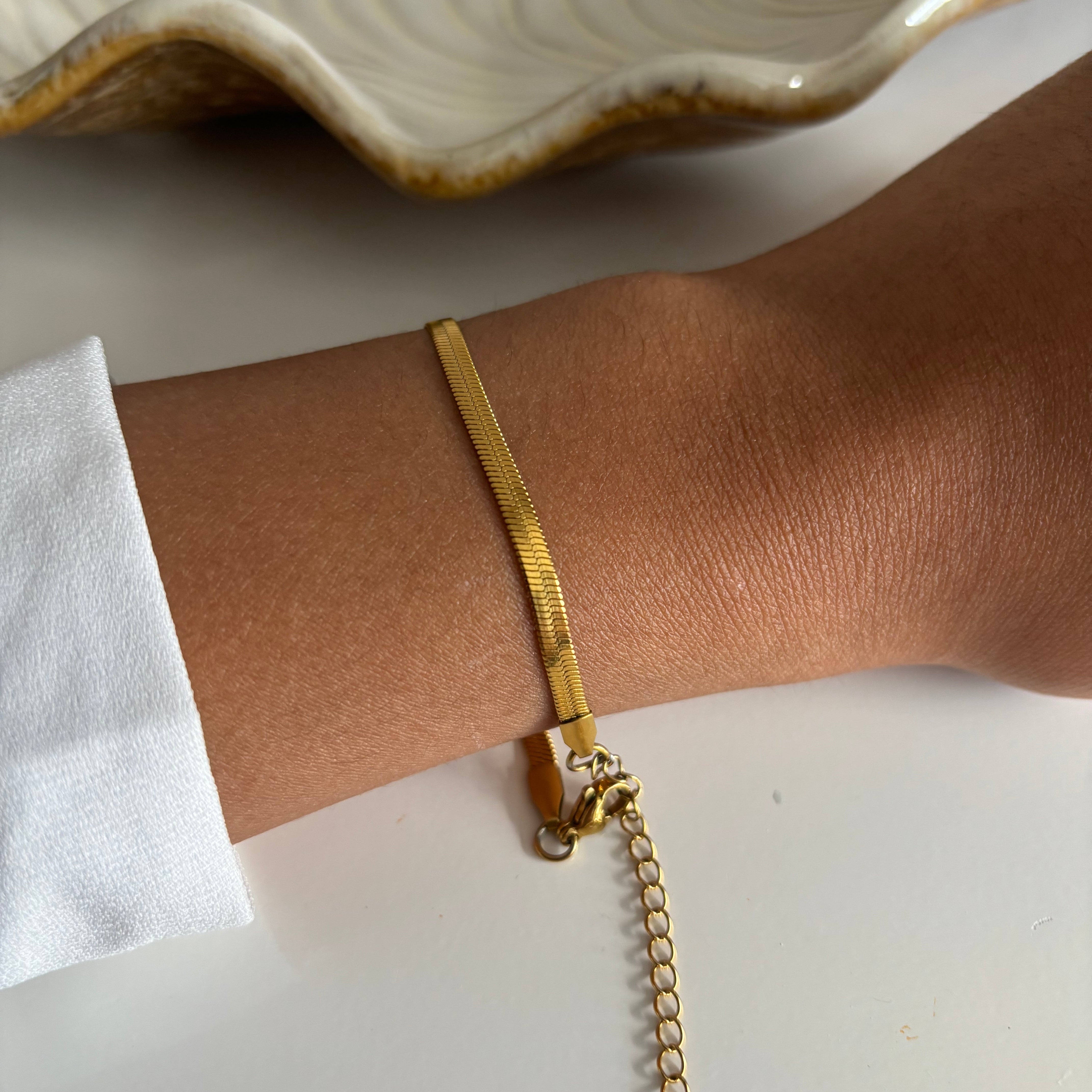 Slangenarmband 3mm goud