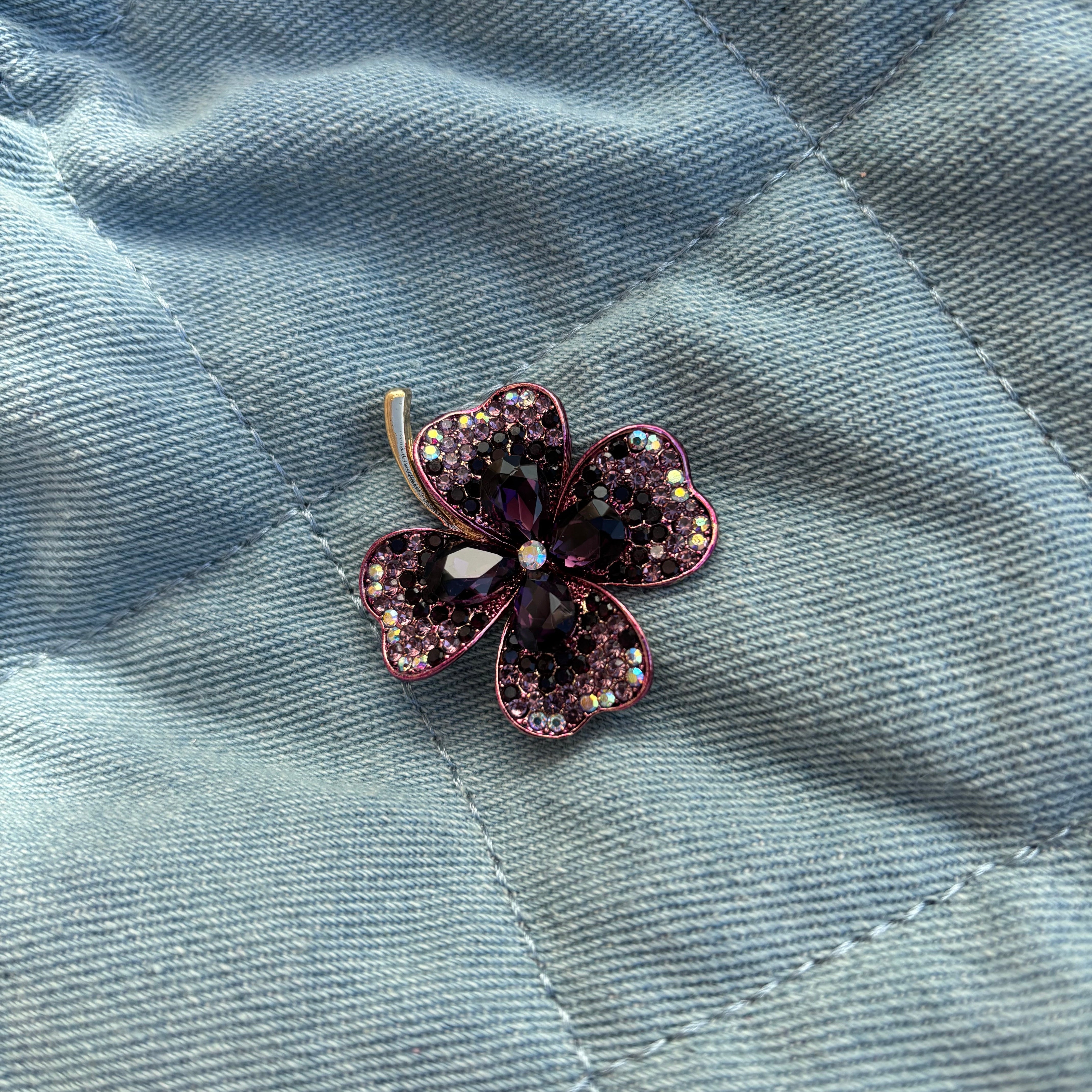 Broche Klavertje Vier Paars