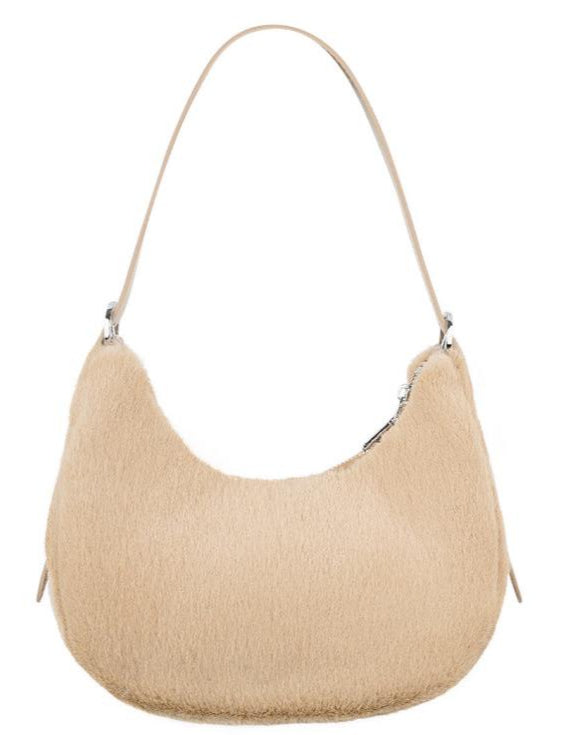 Fluffy schoudertas Beige