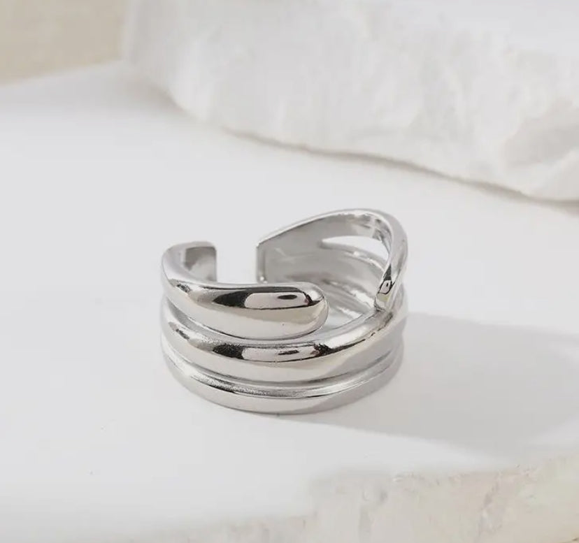 Zilveren drievoudige briljante bandring