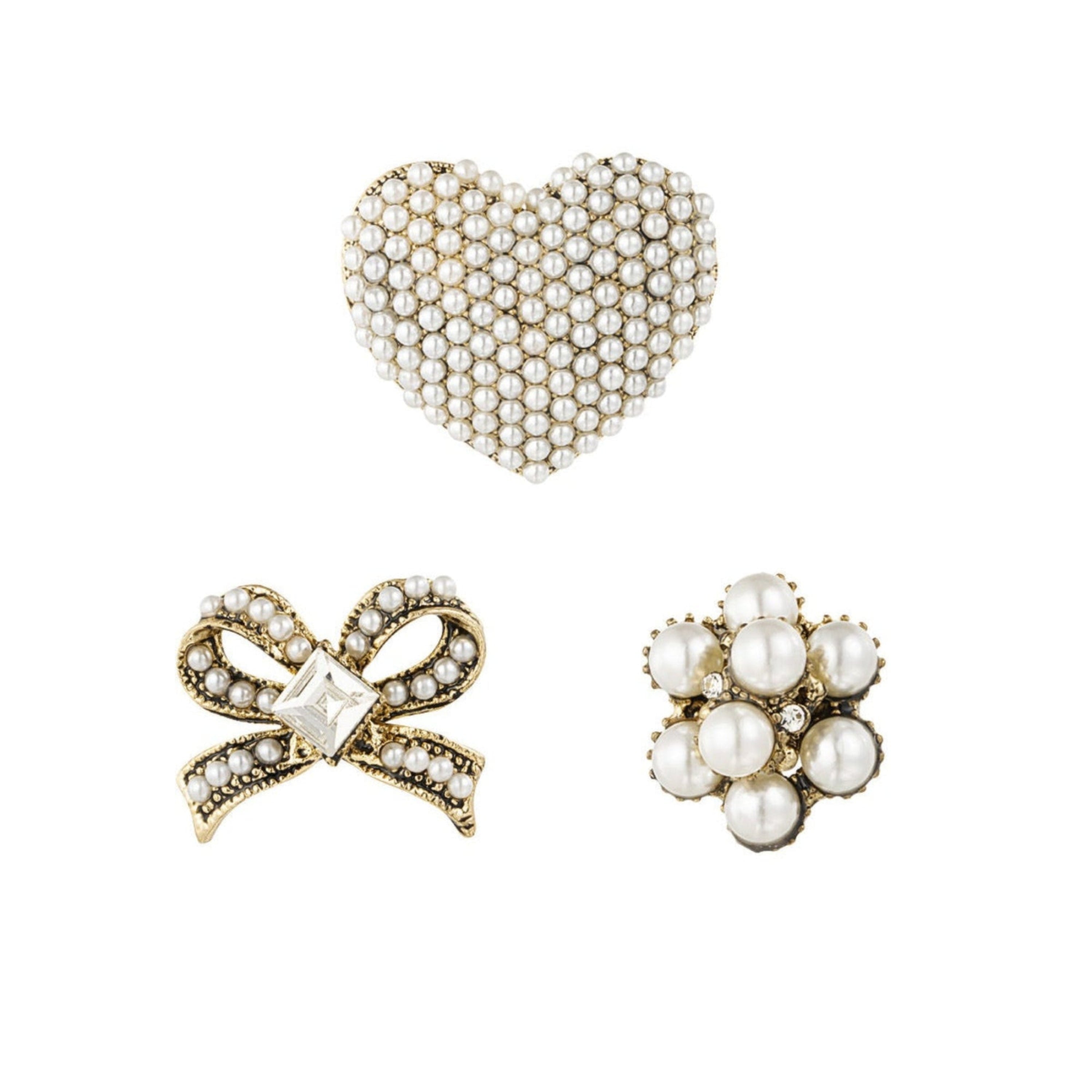 Broche 3-delige set Zilver met Strass steentjes