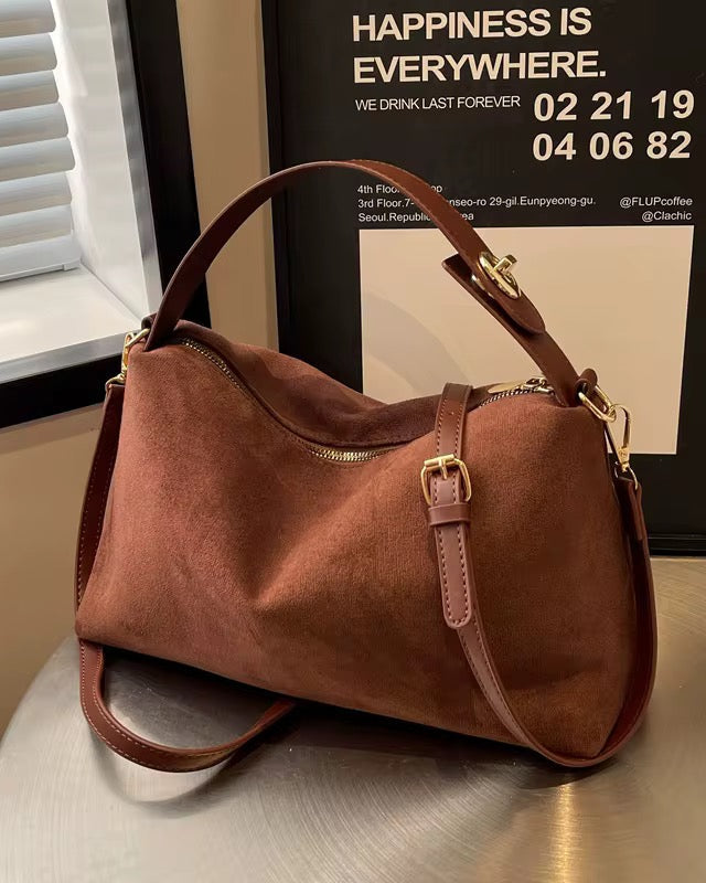Retro suède crossbodytas bruin – tijdloos design