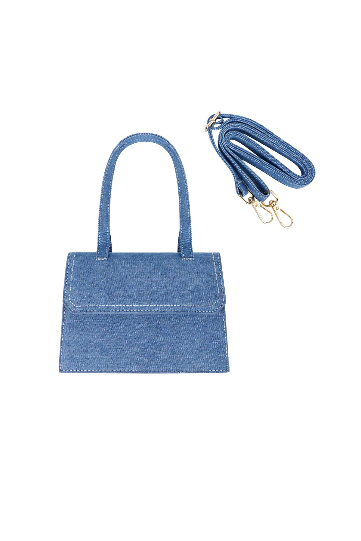 Mini denim tas Blauw