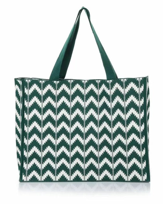 Luxe Shopper met zigzagprint Groen