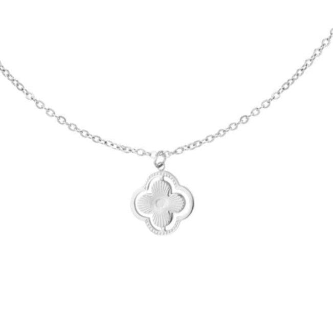 Klavertje 4 ketting Zilver