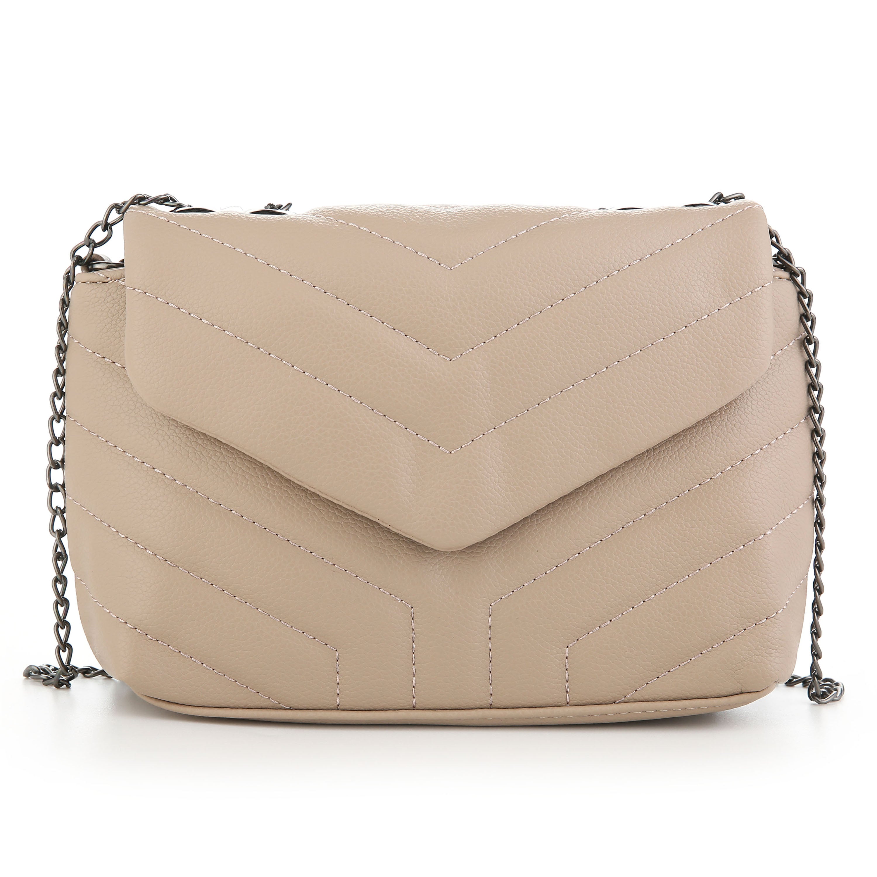 Gestikte schoudertas Taupe – Elegant & Comfortabel